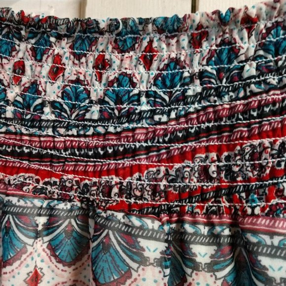 Charlotte Russe Shirred Elastic Waist Skater Skirt-Size XL- Red/Blue/Black/White - Picture 5 of 5